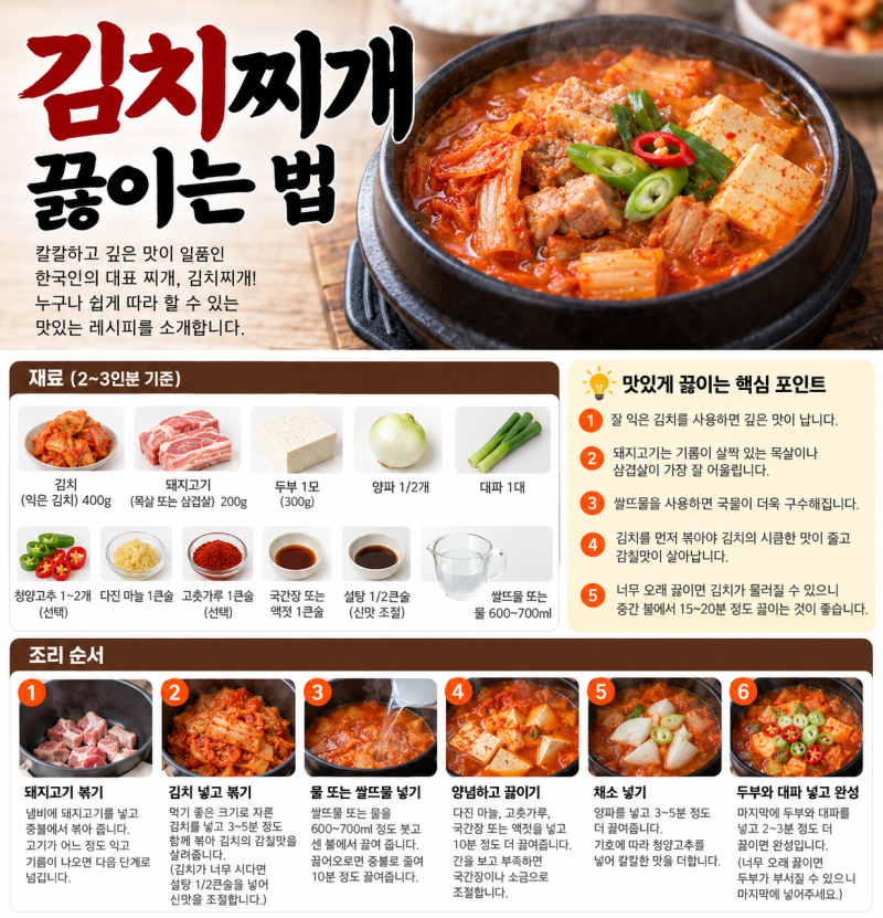 김치찌개 끓이는 법｜돼지고기 넣고 깊고 진하게 끓이는 황금레시피