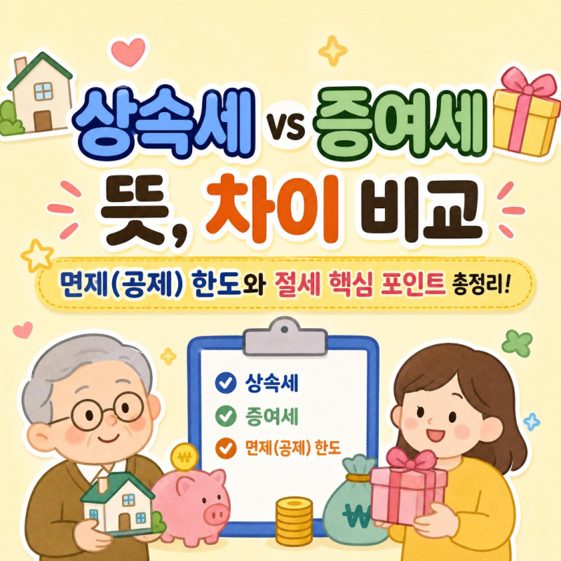 상속세 증여세 뜻 차이 : 면제(공제) 한도와 절세 팁까지 알아보기!