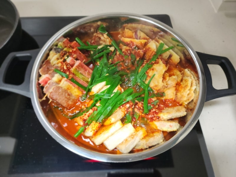명절 남은 전 활용한 전찌개 육수 내지않고 만드는 초간단  전찌개 레시피
