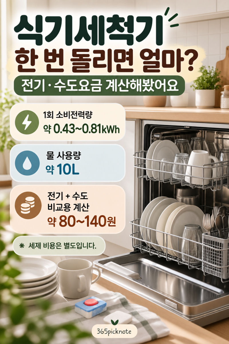 식기세척기 한 번 돌리면 전기세 얼마? 전기·수도요금 계산해봤어요. 1회 사용 비용과 한 달 ....