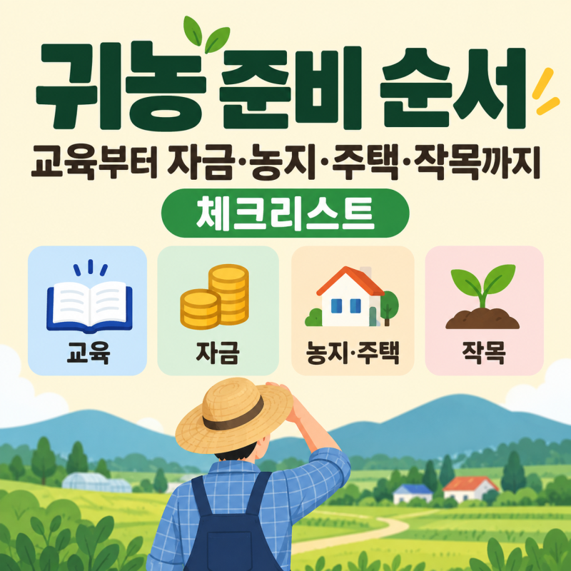 귀농 준비 순서: 교육부터 자금·농지·주택·작목까지 체크리스트