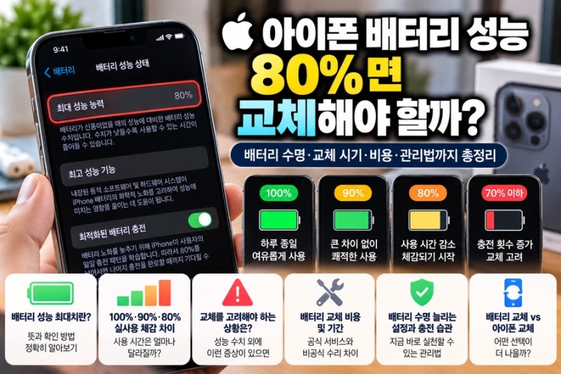 아이폰 배터리 성능 80%면 교체해야 할까? 배터리 수명·교체 시기 총정리