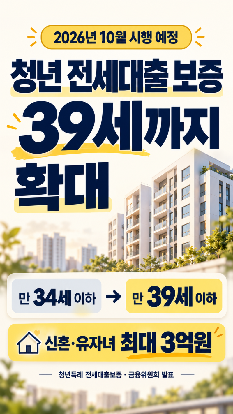 [청년특례 전세대출보증 나이/소득기준 변경] 10월부터 39세까지 가능합니다. - 청년 전세 대....