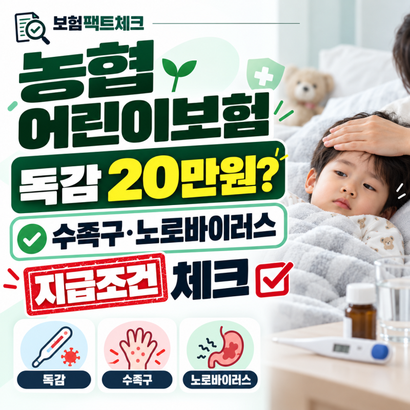 농협 어린이보험 독감 20만원, 진단만 받으면 모두 지급될까요?