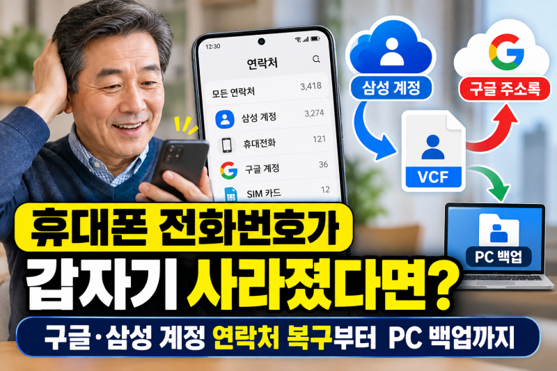 휴대폰 전화번호가 사라졌다면?｜구글·삼성 계정 연락처 복구와 PC 백업 방법