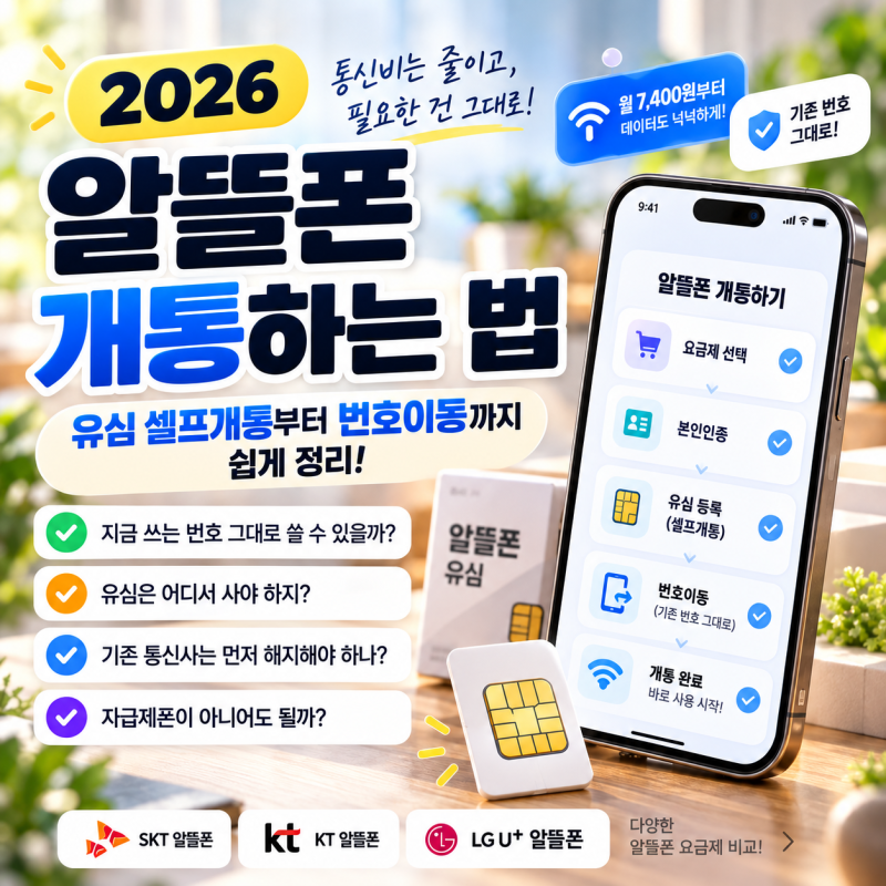 알뜰폰 개통하는 법 2026, 유심 셀프개통부터 번호이동까지 쉽게 정리