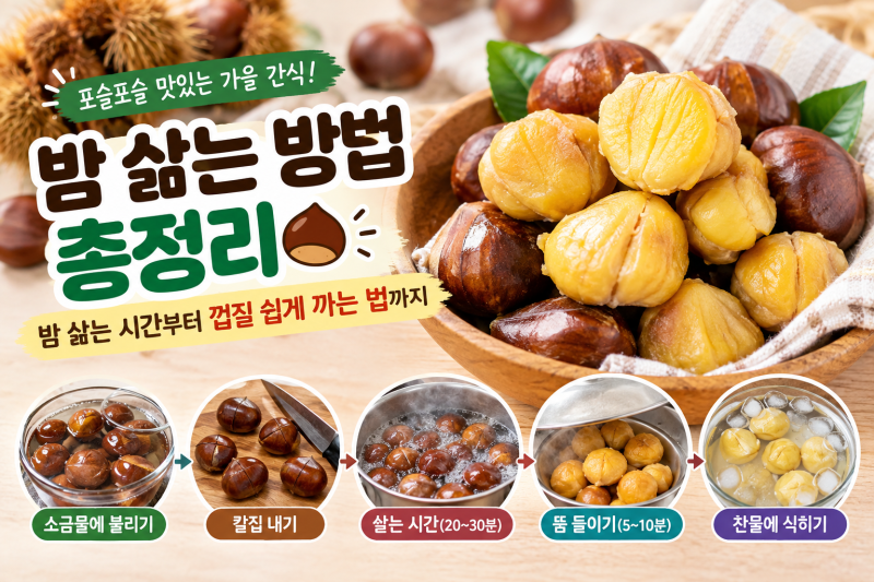 밤 삶는 시간 몇 분일까｜포슬포슬 맛있게 삶는 방법과 껍질 잘 까는 꿀팁