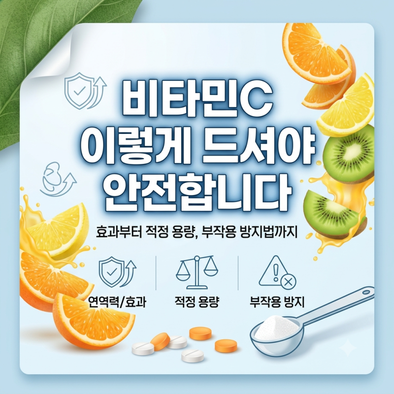 비타민C 이렇게 드셔야 안전합니다: 효과부터 적정 용량, 부작용 방지법까지