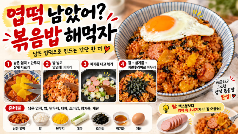 엽떡이 남았어? 버리지 말고 볶음밥 해먹자