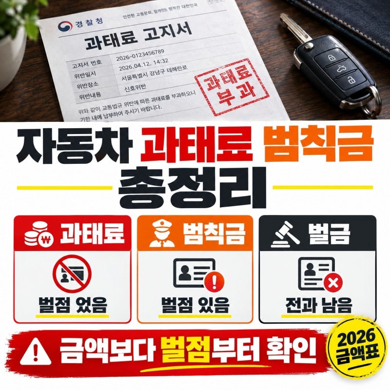 자동차 벌금 조회 범칙금 금액표 총정리