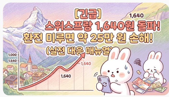 [긴급] 스위스프랑 1,640원 돌파! 지금 무작정 환전 미루면 약 25만 원 손해 보는 이유 (SNB 금리 ....