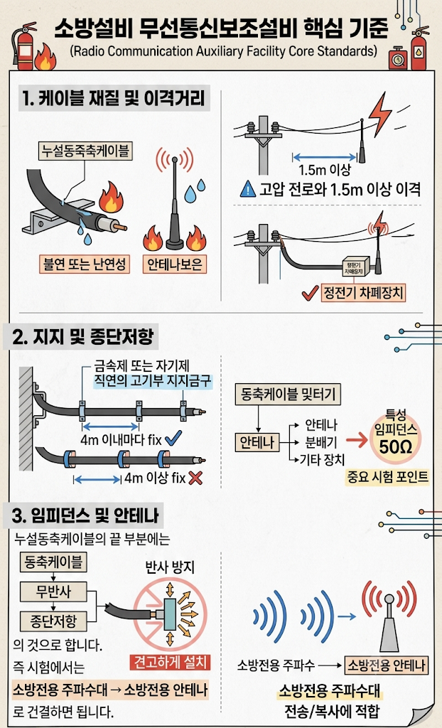 [소방전기 - 실기] 무선통신보조설비 누설동축케이블·안테나 설치기준