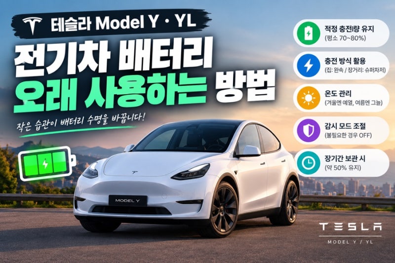 전기차 배터리 오래 사용하는 방법｜테슬라 모델 Y·YL 배터리 관리법 총정리