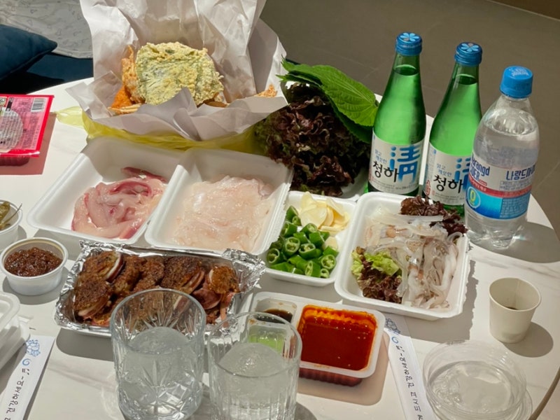 속초 대포항 활어센터 회 포장 후기, 오징어순대까지 숙소에서 한상