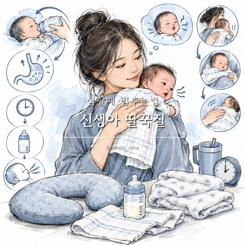 아기 신생아 딸꾹질 원인 심할때 멈추는법 알아보기