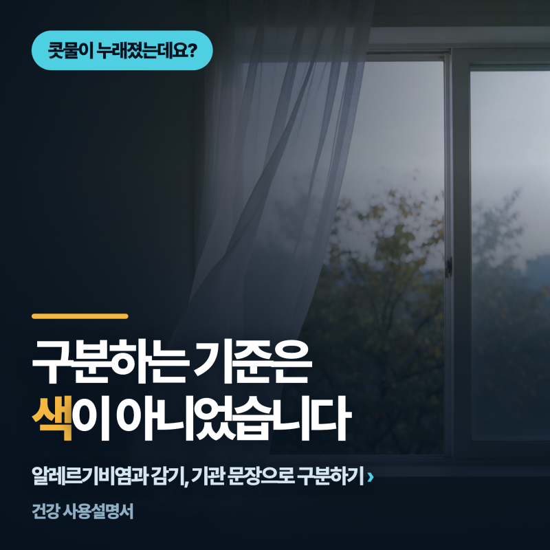 알레르기비염과 감기 차이, 콧물 색으로 알 수 있을까......색이 아니라 「2주」가 기준이었습....