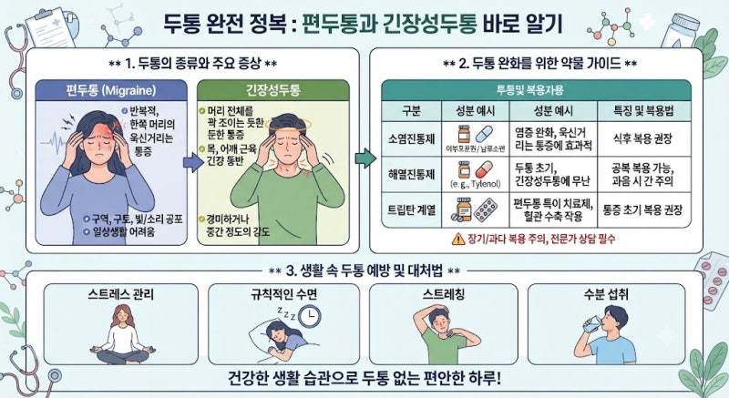 현대인의 흔한 고통, 두통: 편두통과 긴장성두통의 원인부터 복용약까지 총정리