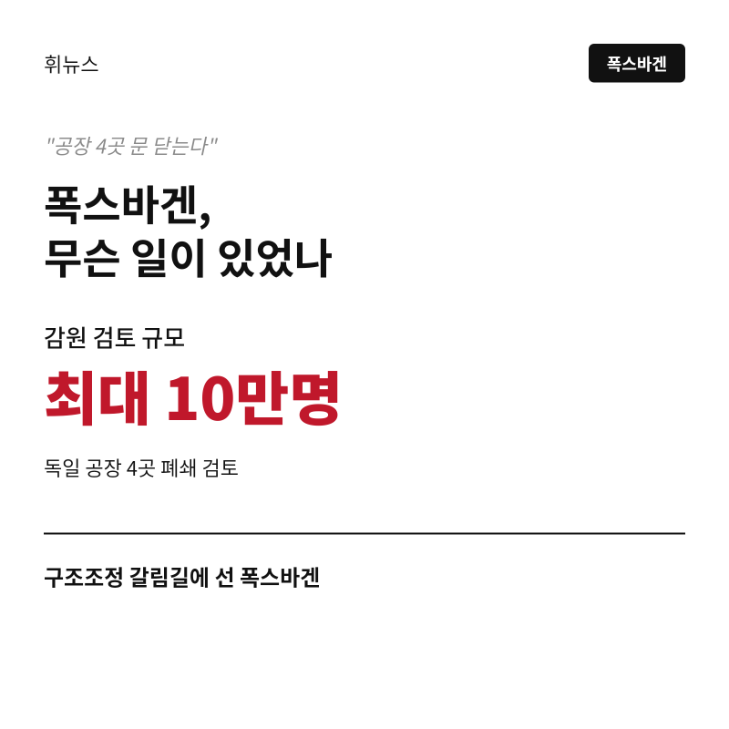 "공장 4곳 문 닫는다"폭스바겐, 무슨 일이 있었나