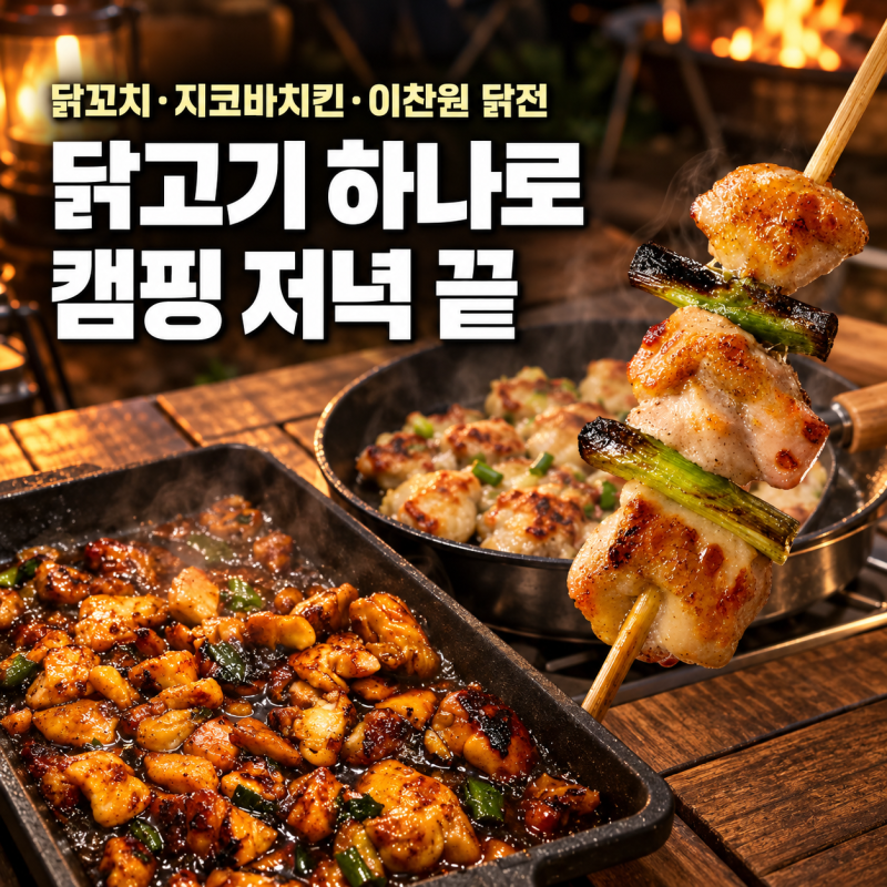 캠핑요리 닭꼬치부터 캠핑 지코바치킨, 편스토랑 이찬원 닭전까지 닭고기 한 가지로 끝낸 가....