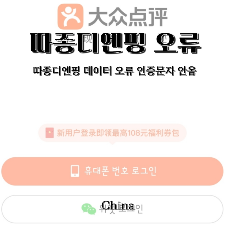 따종디엔핑 네트워크데이터 오류, 인증문자 안올 때 해결법
