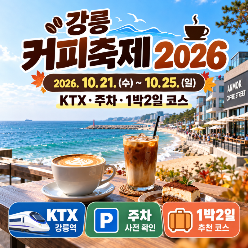 ☕ 강릉커피축제 2026 KTX·주차｜10월 21~25일 강릉 1박2일 코스