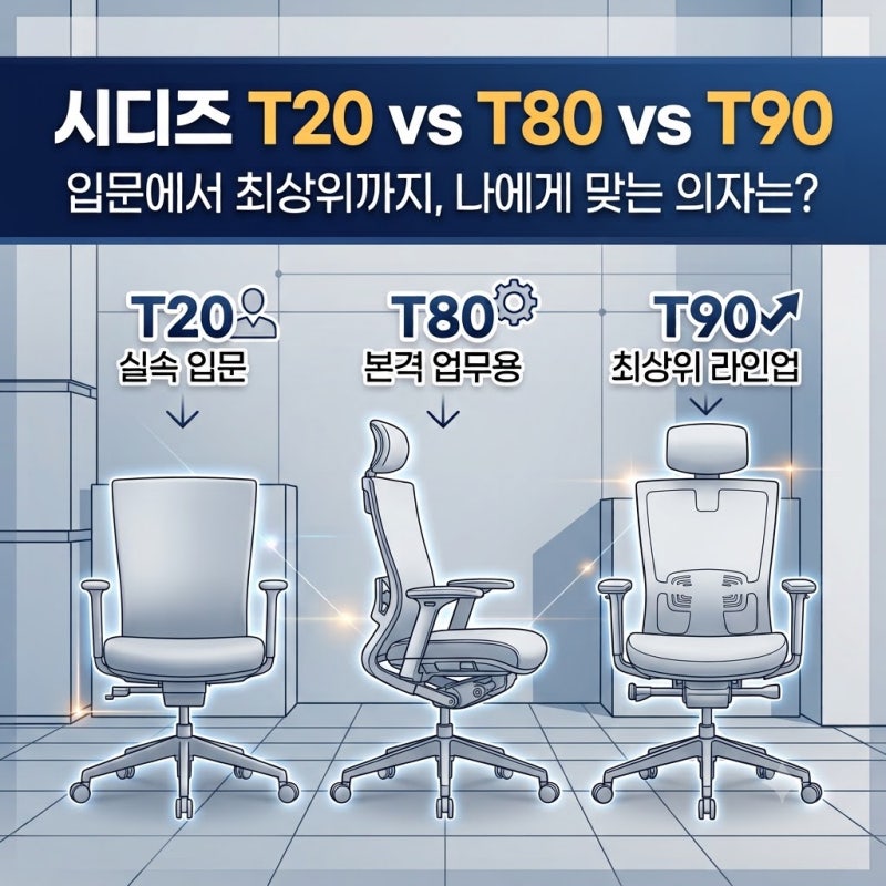 시디즈 의자 추천 3종 비교, T20·T80·T90 가격 차이만큼 다를까?