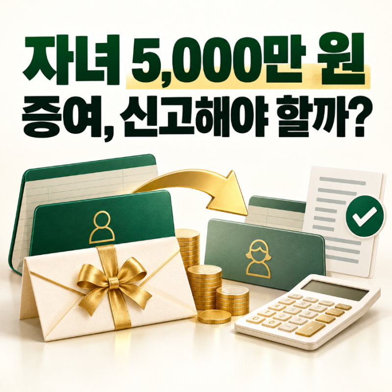 자녀 5,000만 원 증여 시 신고 필수일까? 증여재산공제 한도 및 홈택스 신고 방법
