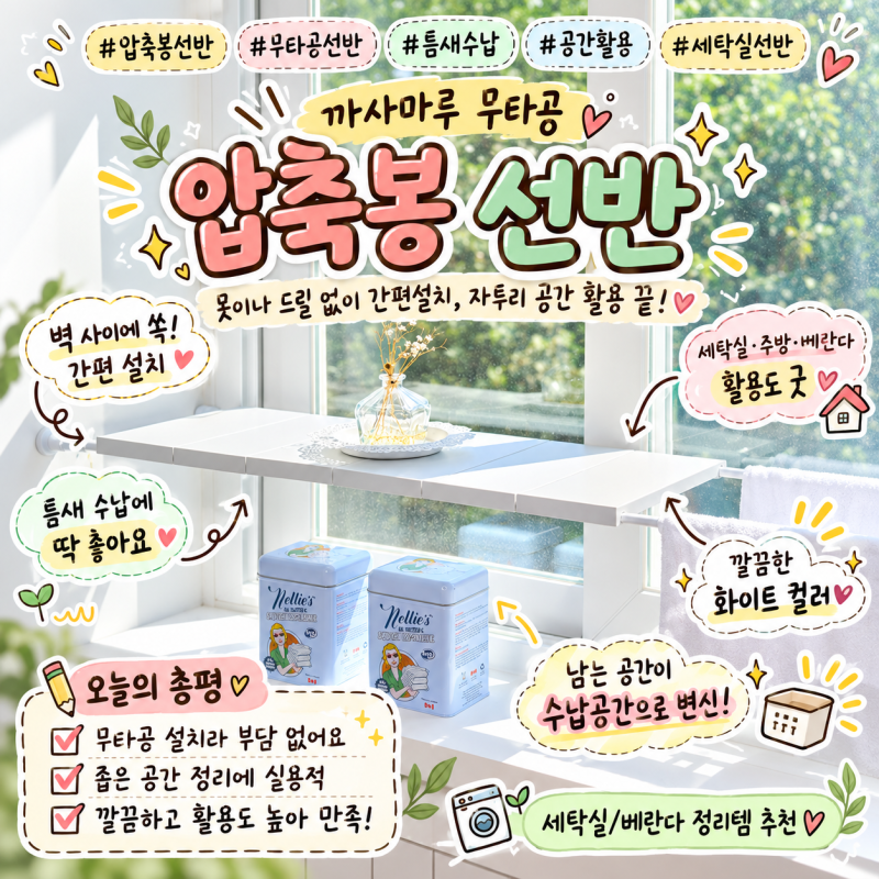 까사마루 압축봉선반 무타공 선반으로 틈새 수납 공간 만들기 후기