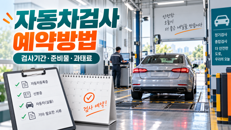자동차검사 예약방법 2026｜검사기간 조회·준비물·비용·과태료 확인