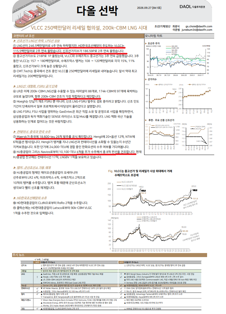 조선 관련 리포트와 뉴스에 대한 생각