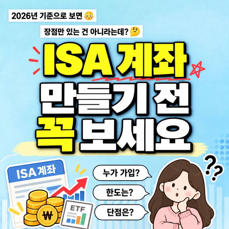 ISA 계좌 개설 안하면 손해? 장점 단점 확인해봤어요!