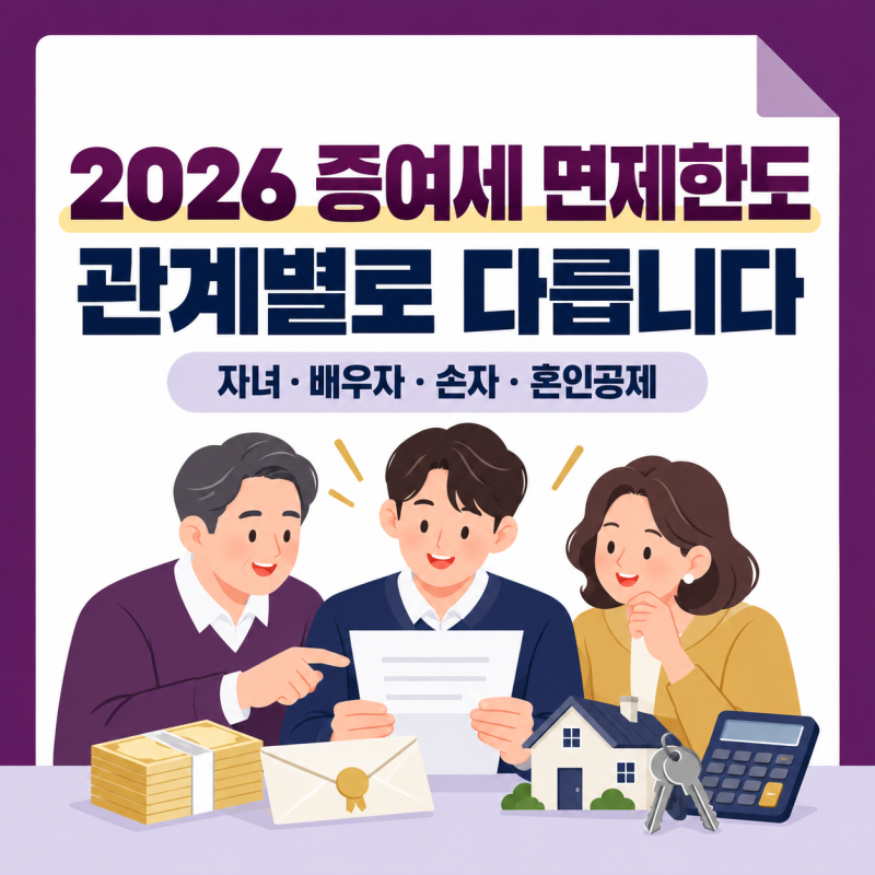 증여세 없이 자녀에게 얼마까지 줄 수 있을까? | 2026 면제한도와 세율 계산법
