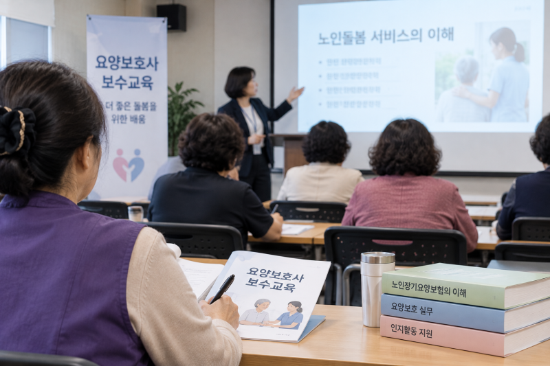 요양보호사 보수교육 교육기관 조회 방법