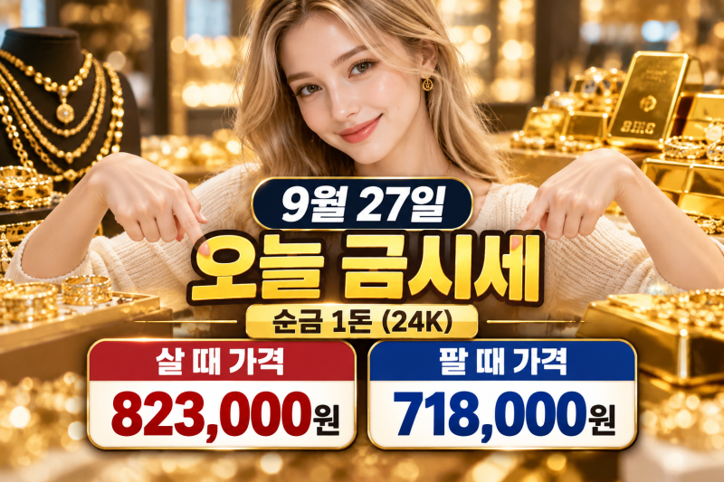 9월 27일 오늘 금시세 순금 1돈 24K 18K 14K 백금 은 가격 총정리