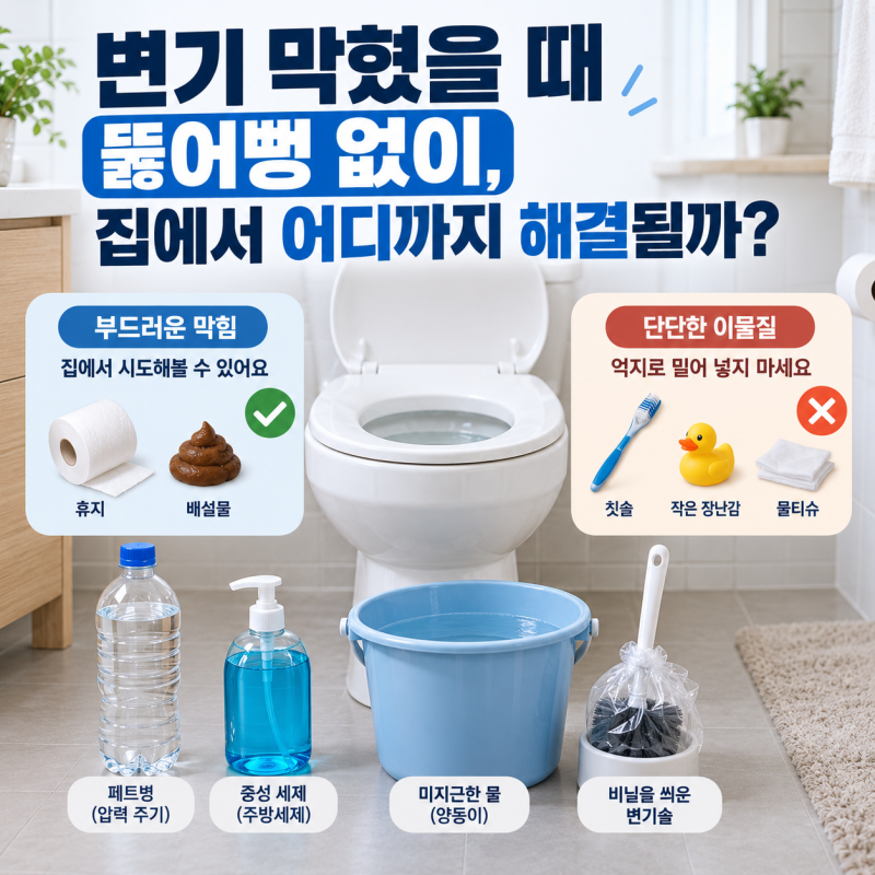 변기 막혔을 때 뚫어뻥 없이, 집에서 어디까지 해결될까?