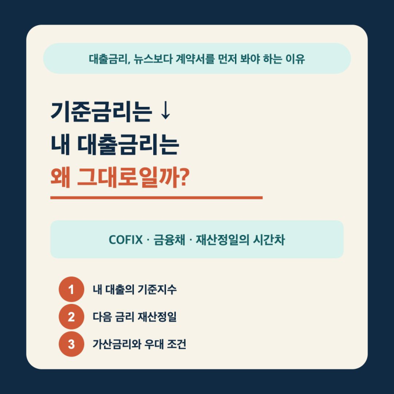 기준금리는 내려도 왜 내 대출금리는 그대로일까? 0.1%p의 시간차