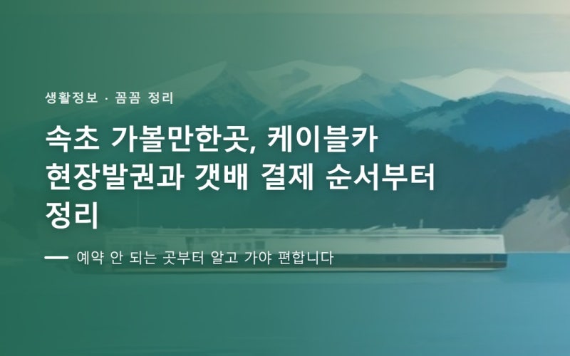 속초 가볼만한곳, 케이블카 현장발권과 갯배 결제 순서부터 정리