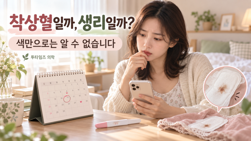 착상혈인지 생리인지, 색·양·기간만으로는 구분할 수 없습니다