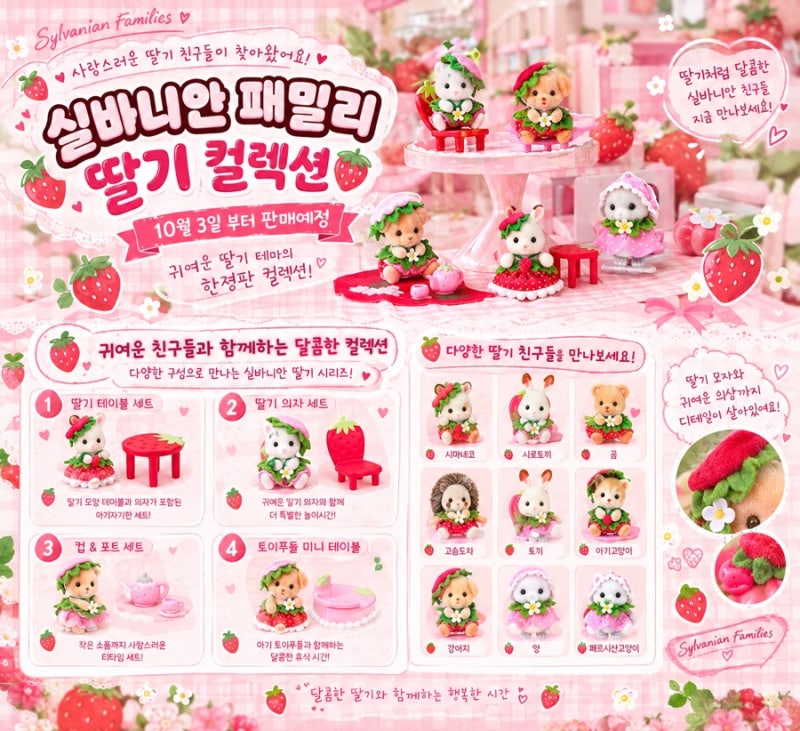 실바니안 패밀리 딸기 컬렉션 출시 일본 로손 한정! 랜덤 피규어 & 아기 가구 총정리