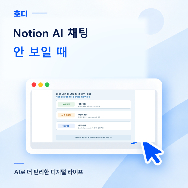 Notion AI 채팅 안 보일 때, 일반 검색과 요금제 확인 순서