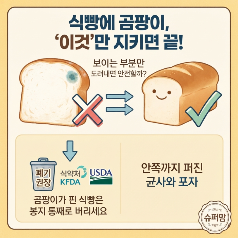 식빵 곰팡이 핀 부분만 잘라 먹어도 될까? 절대 버려야 하는 이유와 올바른 보관법