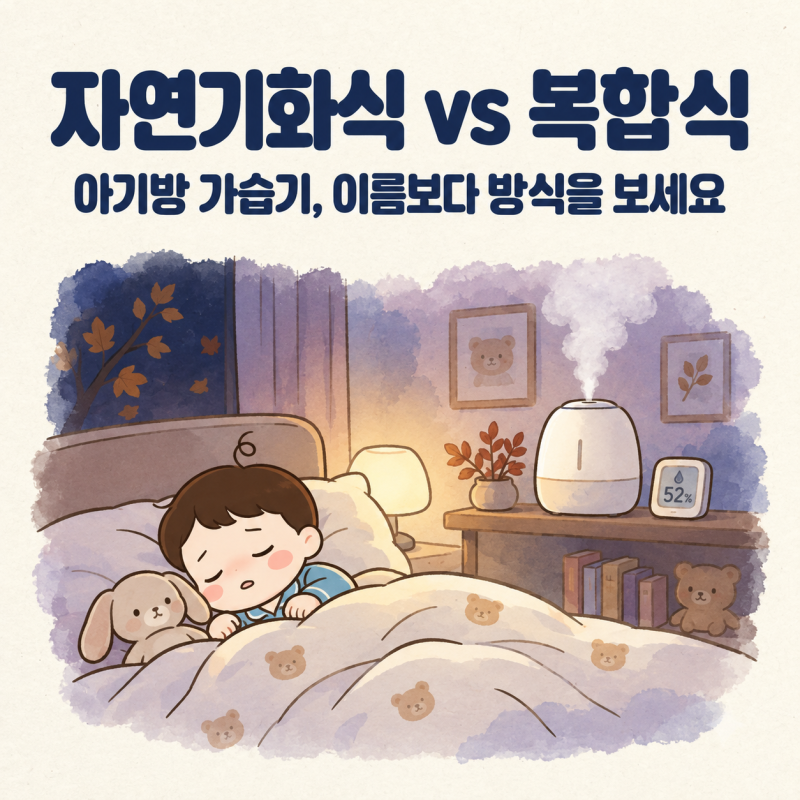 자연기화식가습기, 기화식가습기, 복합식가습기 차이와 관리법 (아기방 기준)
