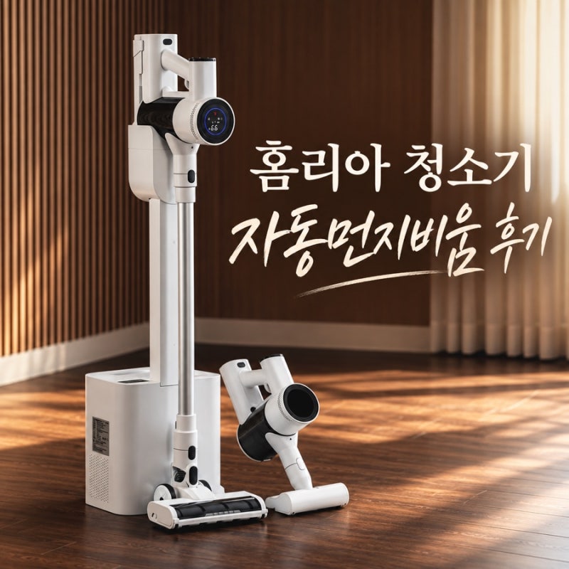 가성비 청소기 추천! 홈리아 자동먼지비움 무선청소기 내돈내산 후기, 로보락 있는 시댁에도....