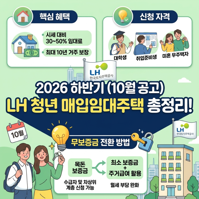 2026년 하반기 LH 청년 매입임대주택 10월 공고 총정리 신청 자격과 무보증금 전환 방법