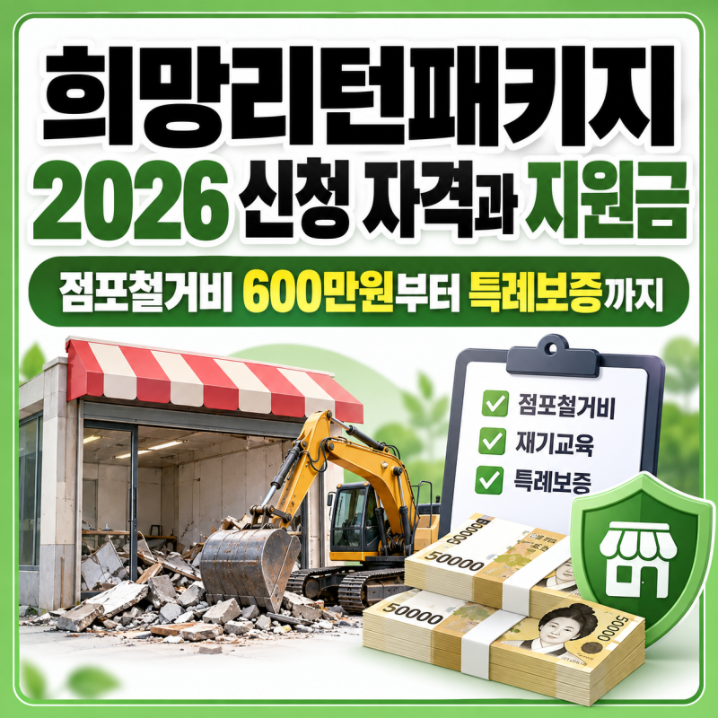 희망리턴패키지 2026 신청 자격과 지원금, 점포철거비 600만원부터 특례보증까지
