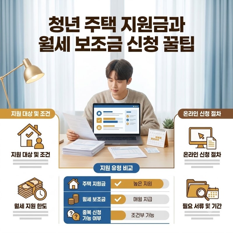 청년 주택 지원금과 월세 보조금 신청 꿀팁, 2026년 기준 놓치기 쉬운 조건