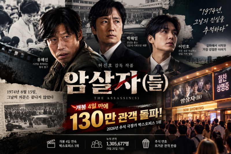 영화 암살자(들) 130만 관객 돌파! 유해진·박해일·이민호, 추석 극장가를 사로잡다