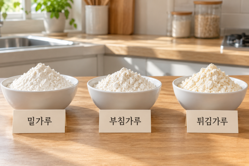 밀가루·부침가루·튀김가루 차이와 용도｜요리할 때 어떤 가루를 써야 할까?