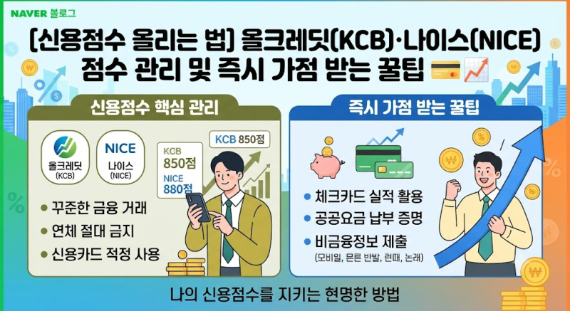 [신용점수 올리는 법] 올크레딧(KCB)·나이스(NICE) 점수 관리 및 즉시 가점 받는 꿀팁