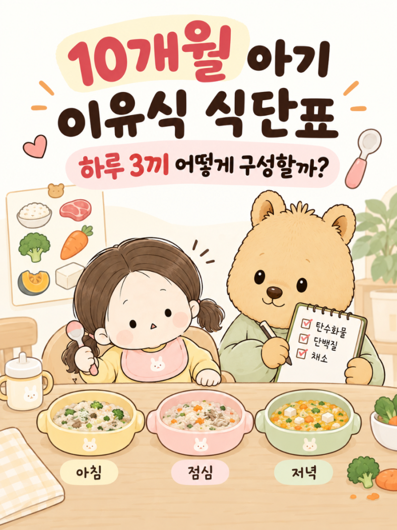 10개월 아기 이유식 식단표｜하루 3끼 어떻게 구성할까?
